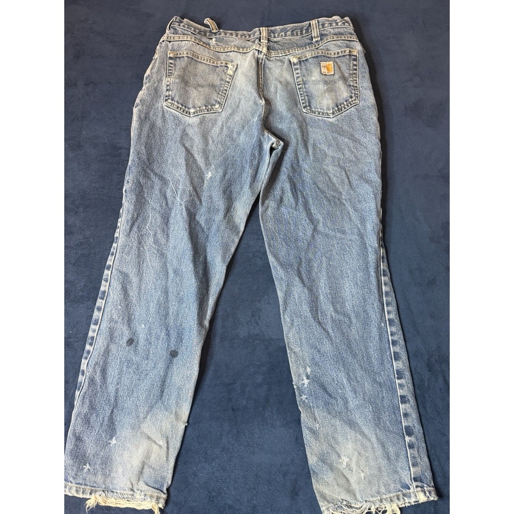 Carhartt Flame Resistant Jeans Distressed Mens 36x31 Blue Straight Leg FR